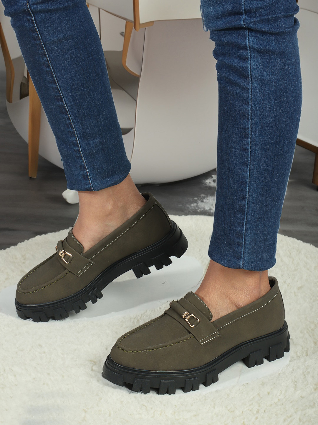 ELLE Women Heeled Comfort Insole  Horsebit Loafers