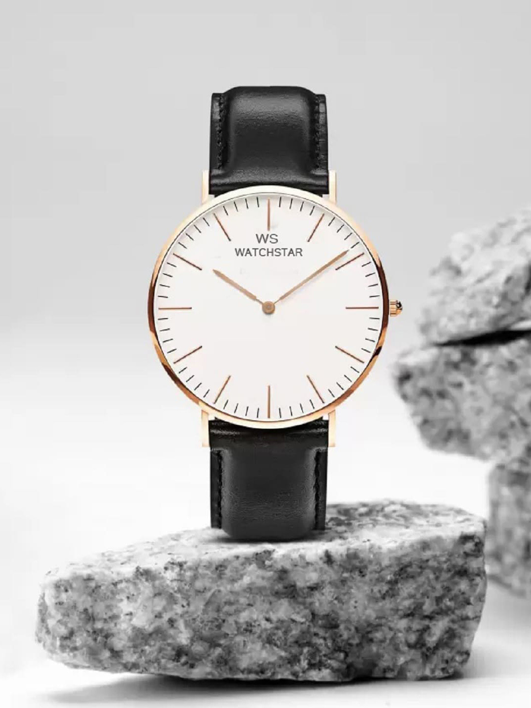 WATCHSTAR Unisex Textured Dial & Leather Straps Analogue Watch PF WS white