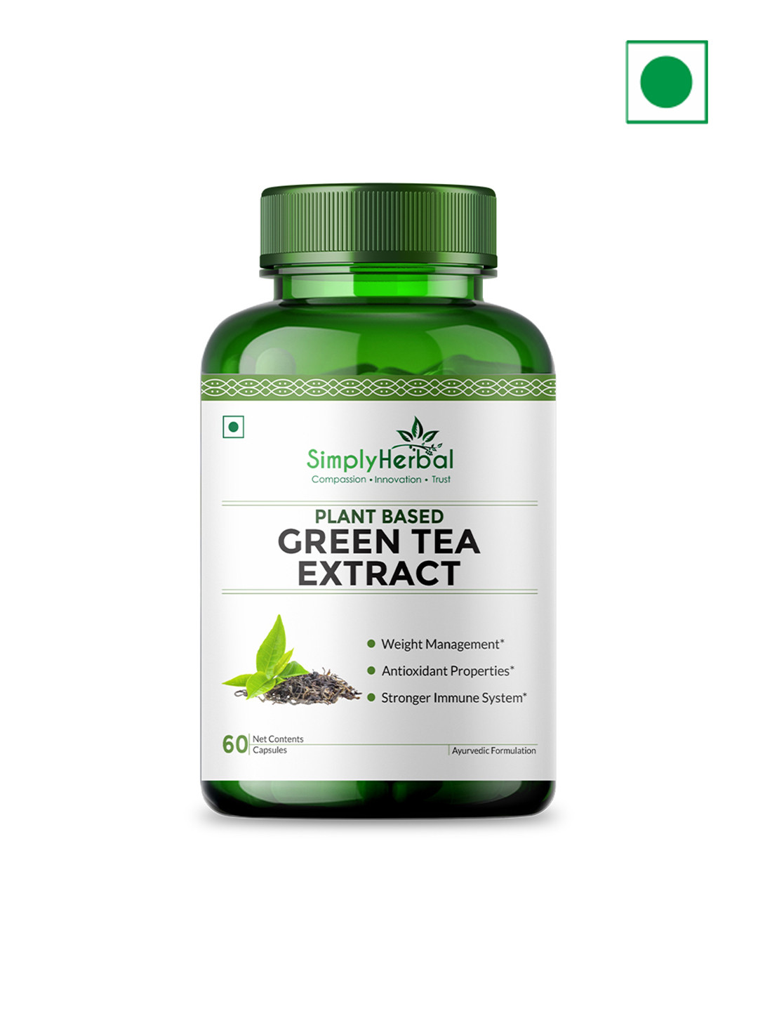 Simply Herbal Green Tea Extract Capsules For Fat Loss & Stronger Immunity - 60 Capsules