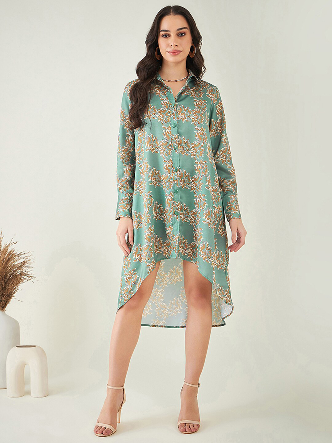 First Resort by Ramola Bachchan Printed Satin Made to Measure Modal Shirt Style Dress