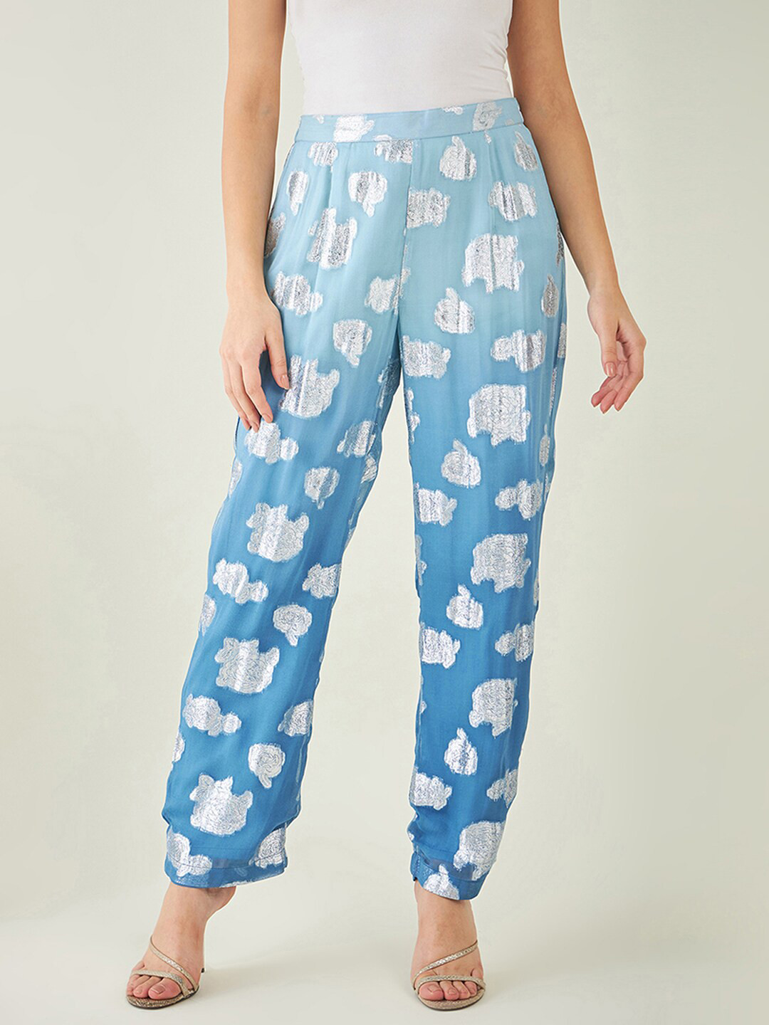 First Resort by Ramola Bachchan Women Mid-Rise Tie and Dye Georgette Palazzos