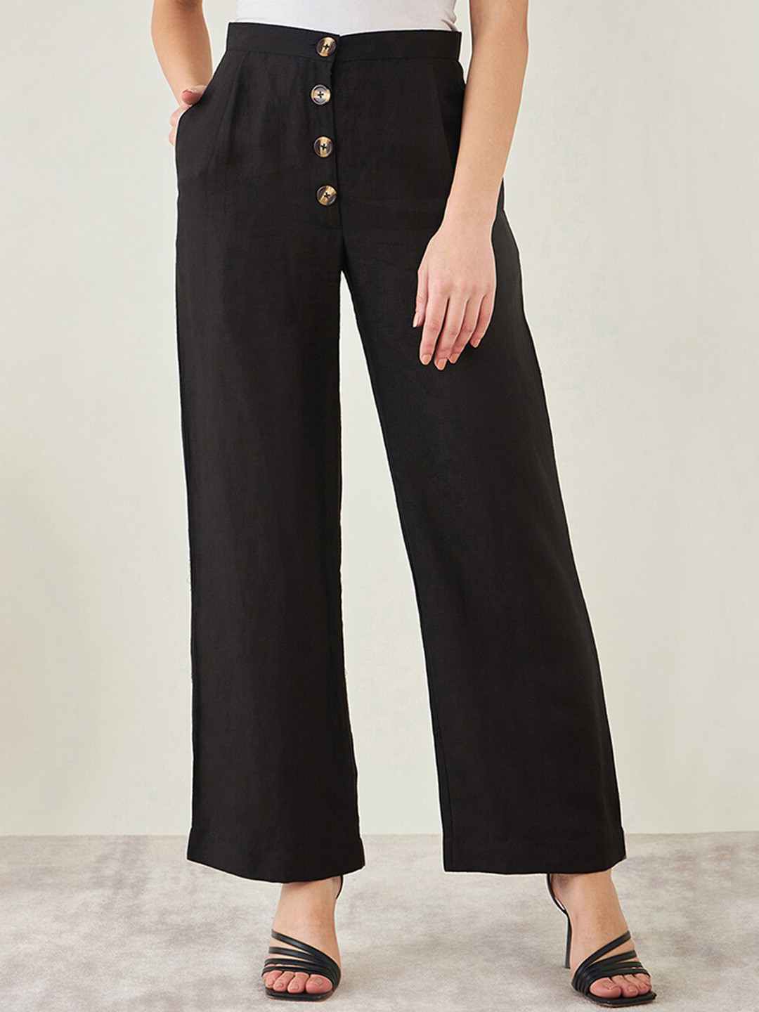 First Resort by Ramola Bachchan High-Rise Straight Linen Palazzos