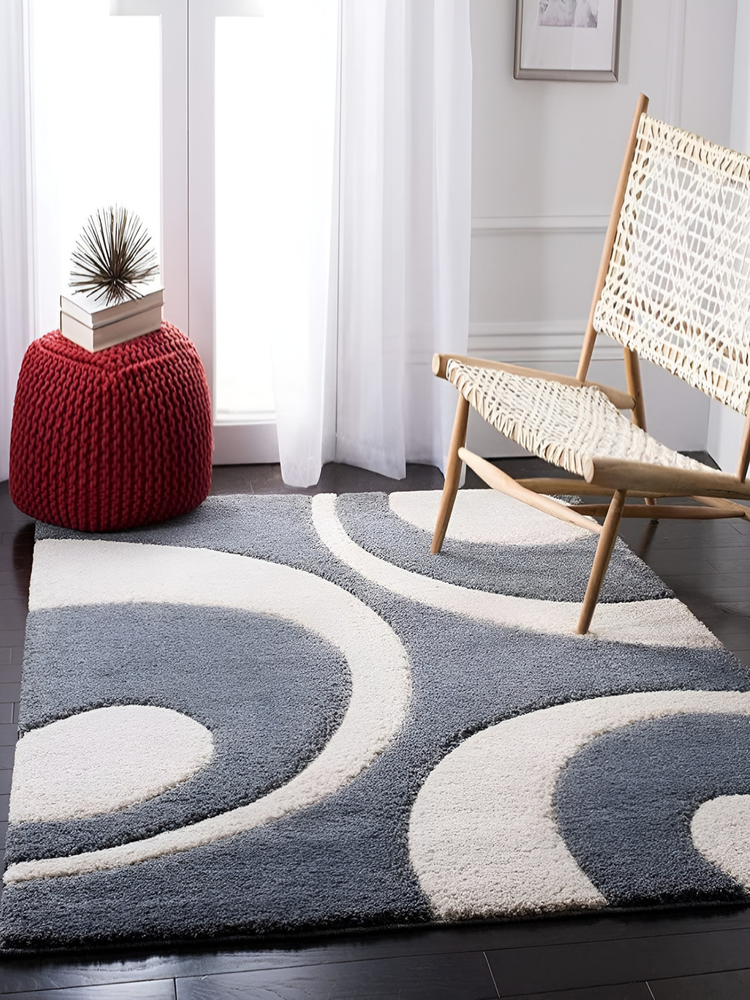 Shopgallery Off White & Grey Geometric Carpet
