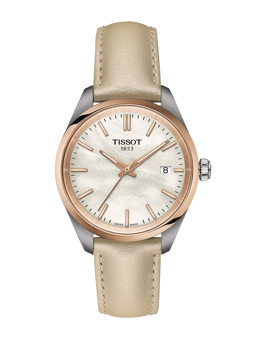 TISSOT Unisex Mother of Pearl Dial & Leather Straps Analogue Watch T1502102611100