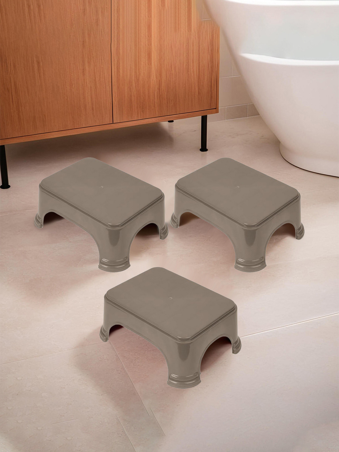 Kuber Industries Brown 3 Pieces Step Stools