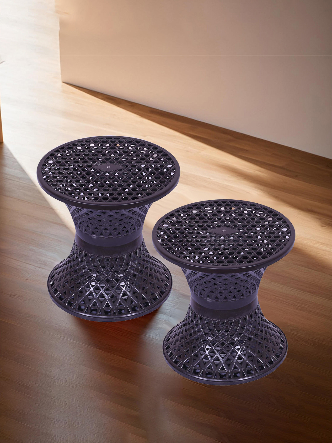 Kuber Industries 2-Pcs Sitting Plastic Stool for Graden, Balcony Reversible Sitting