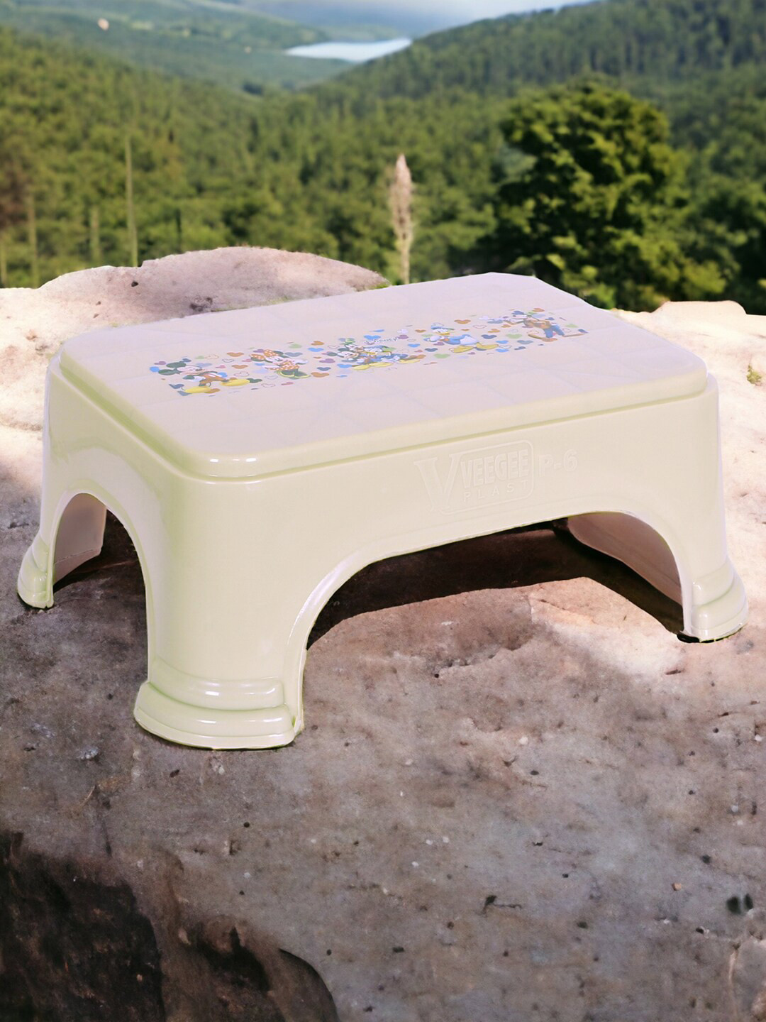 Kuber Industries Beige 3 Pieces Abstract Printed Step Stools