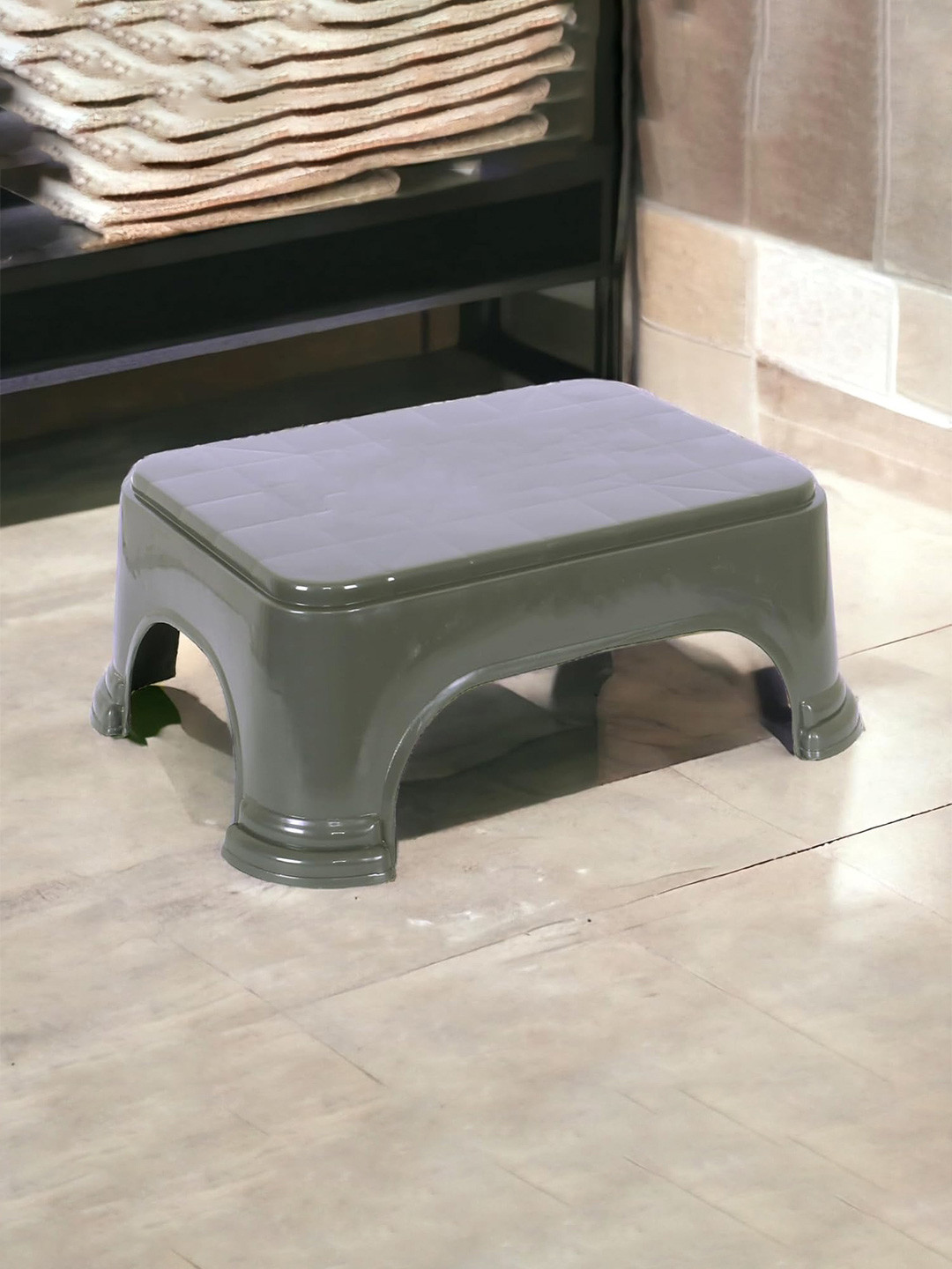 Kuber Industries 3 Pieces Checked Classic Glossy Step Stool