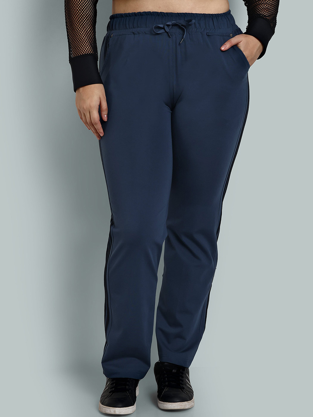 CUPID Women Side Stripes Straight Fit Cotton Track Pants