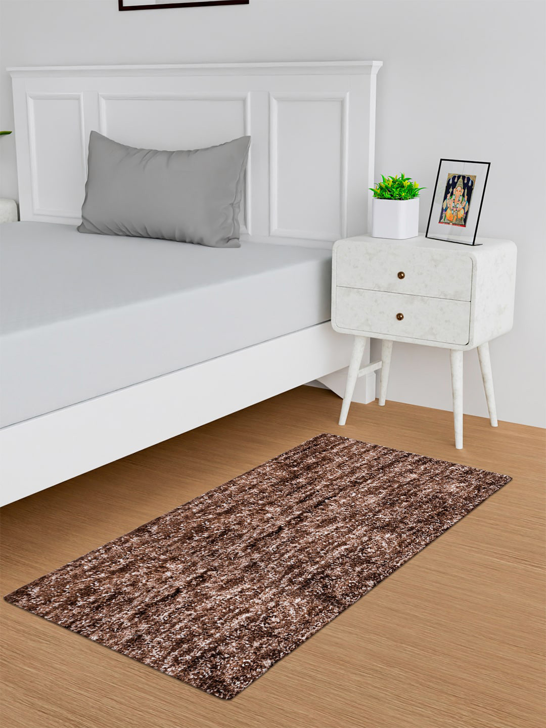 Kuber Industries Brown Non Slip Soft & Comfortable Bed Side Runner