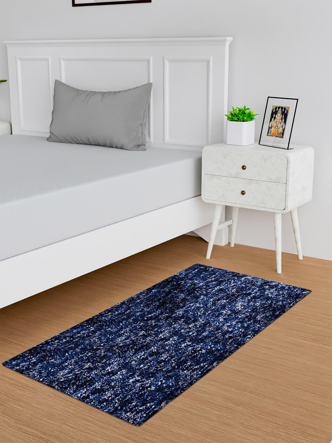 Kuber Industries Blue Non Slip Soft & Comfortable Bed Side Runner