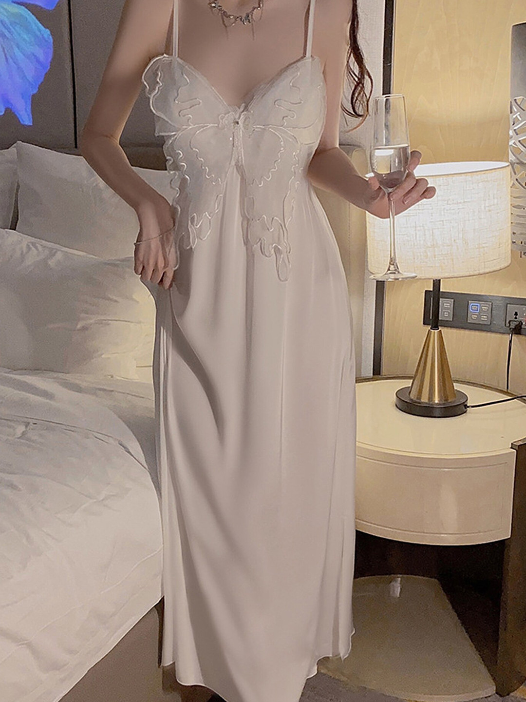 LULU & SKY Shoulder Straps Lace Nightdress