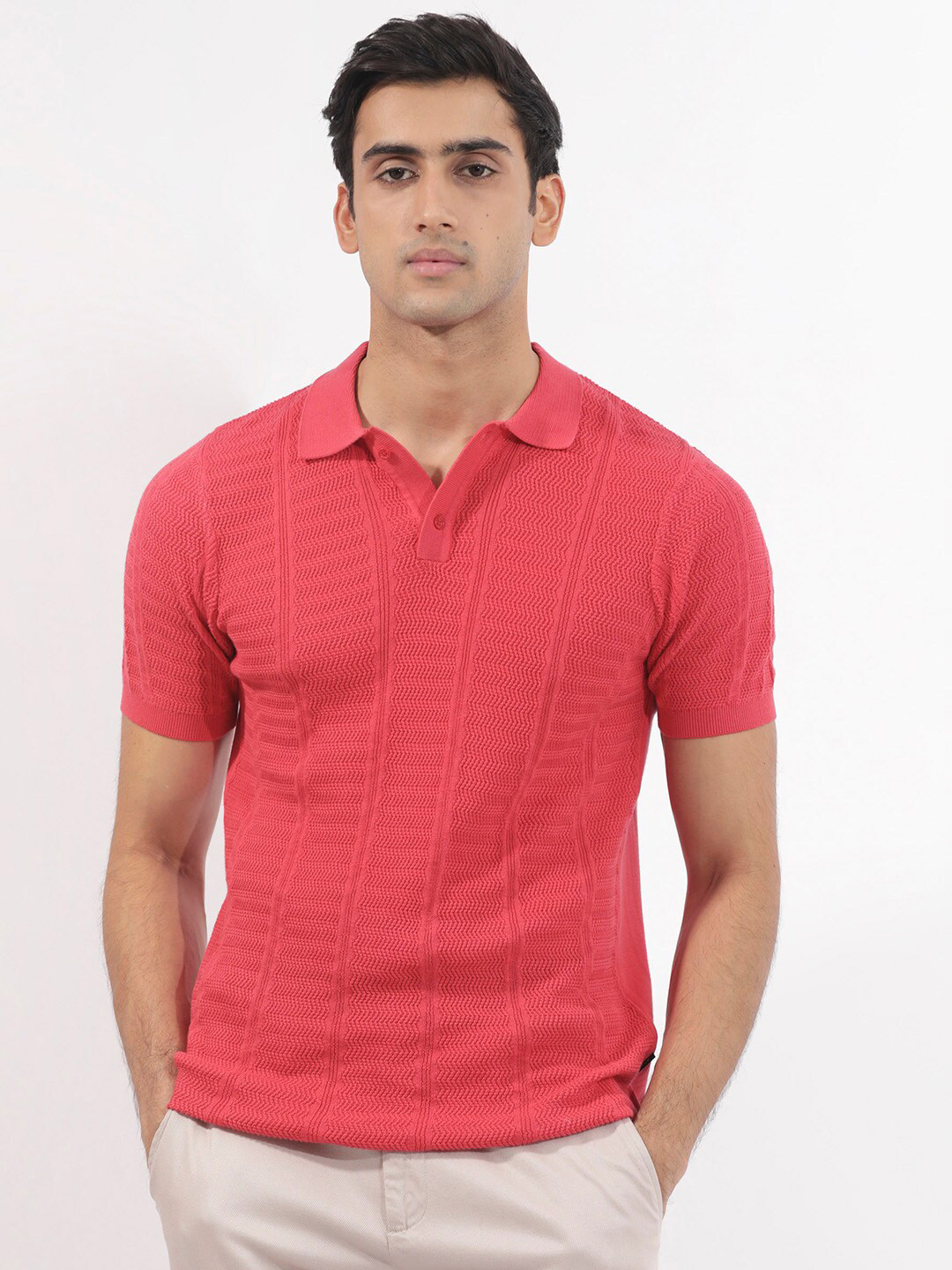 RARE RABBIT Men Mesk Polo Collar Slim Fit Cotton T-Shirt