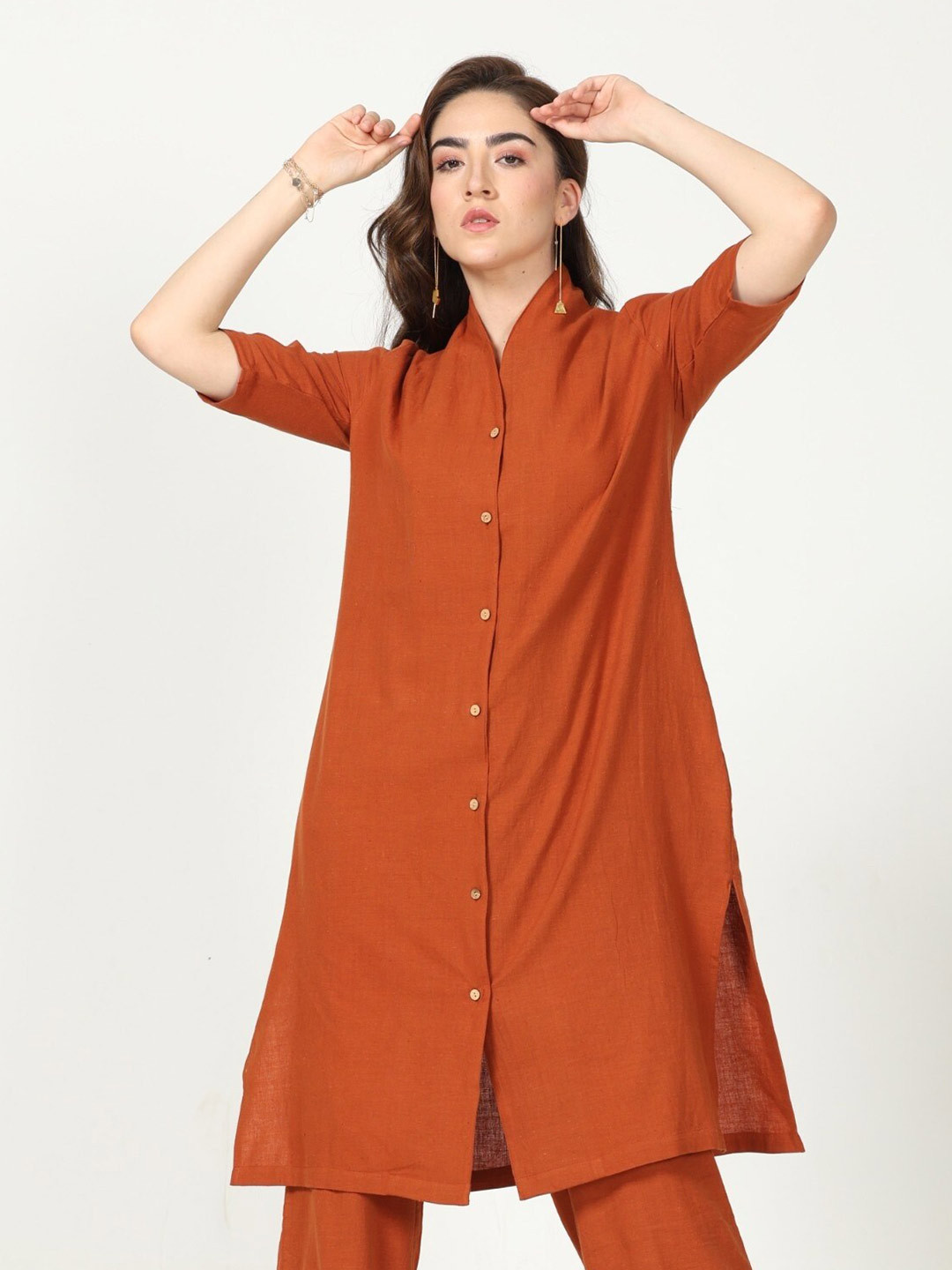 Saltpetre high neck organic cotton tunic