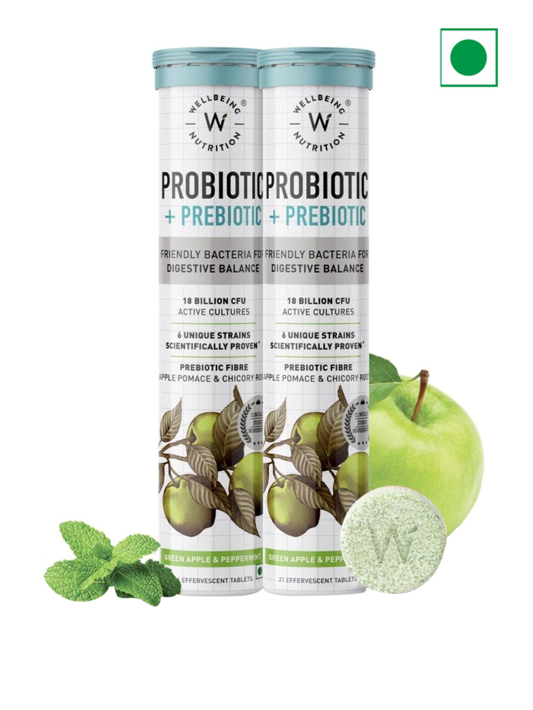 Wellbeing Nutrition Set of 2 Probiotic & Prebiotic Symbiotic Tablets - 21 Tablets Each