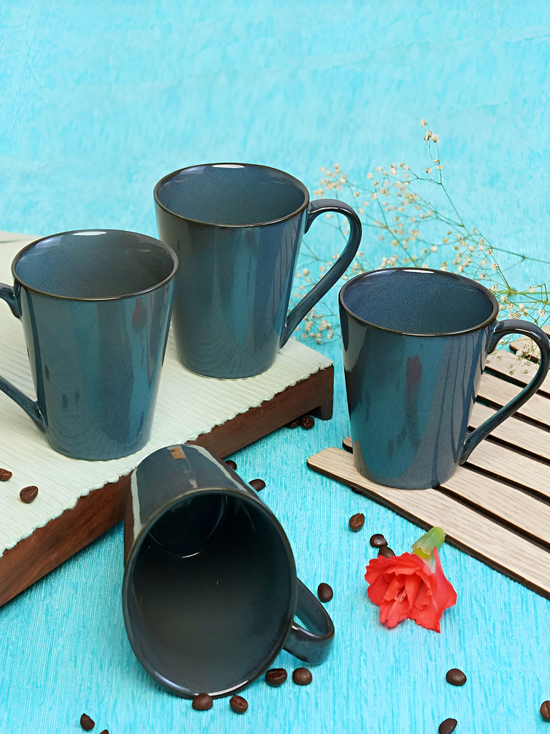 Freakway Marble Grey Ceramic Handmade 4 Piece Mugs-300ml