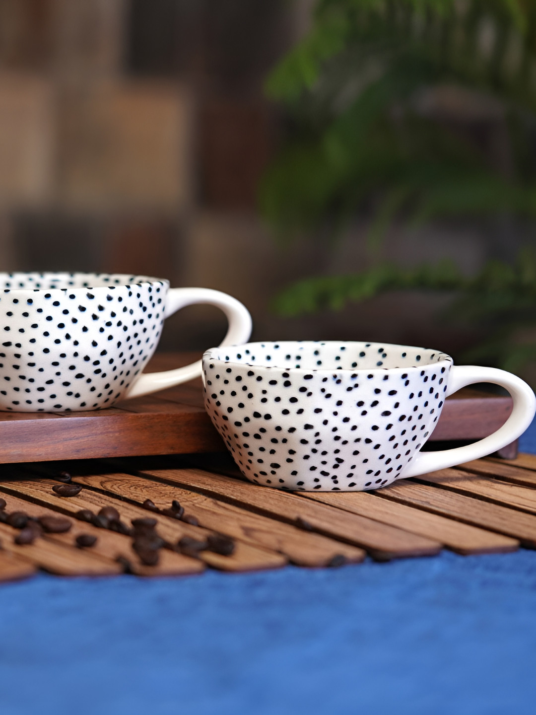 Freakway I May Find A Prince But My Dad Will Always Be My King White Polka Dots Ceramic Microwave Safe 2 Piece Cups-300ml