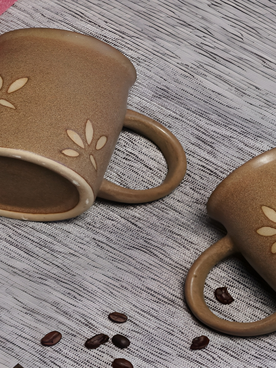 Freakway Mr Right Brown Floral Ceramic Microwave Safe 2 Piece Cups-350ml