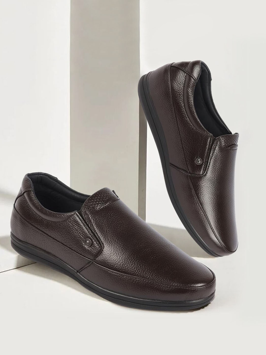 Pure leather slip on shoes top