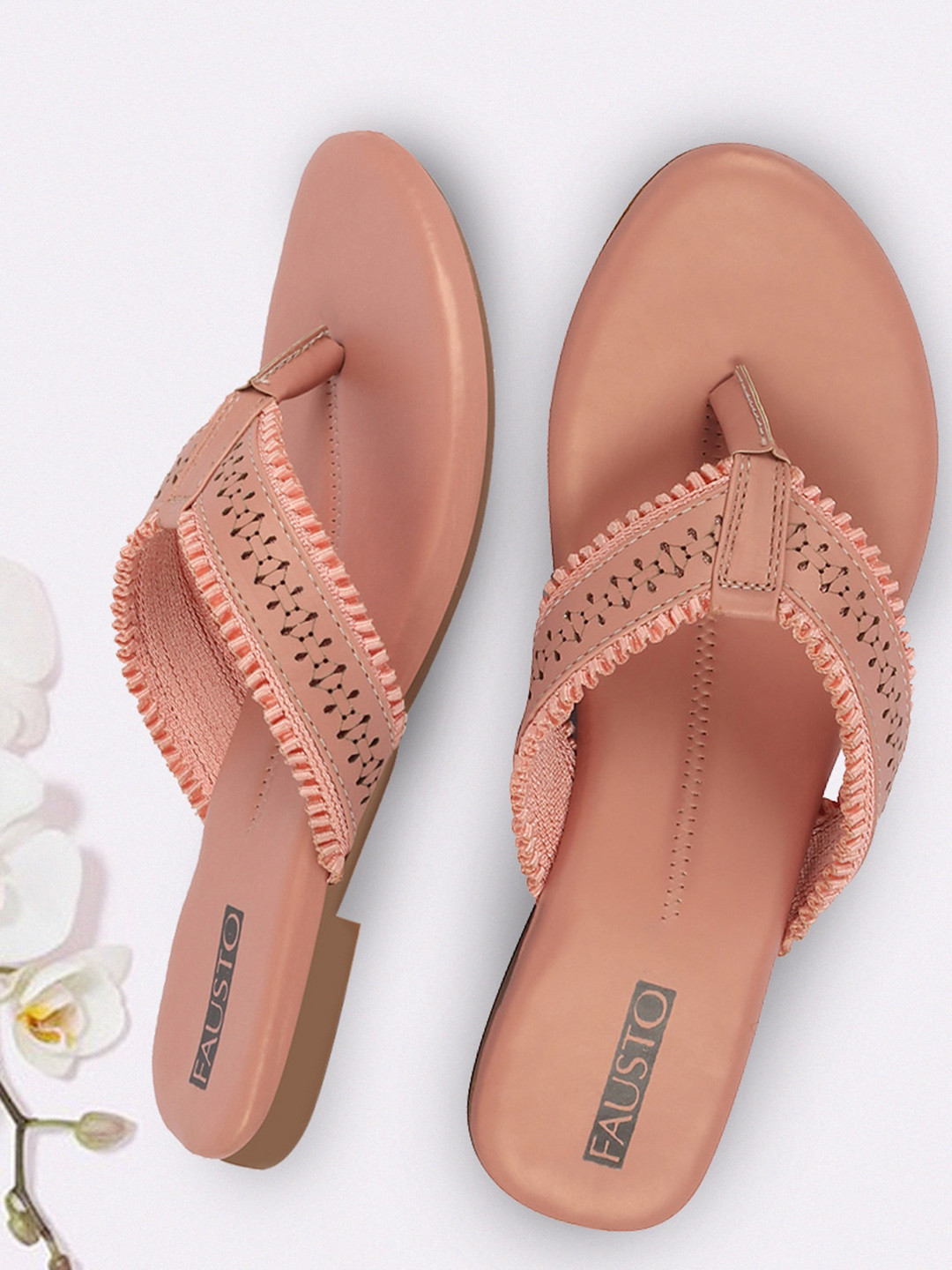 FAUSTO Laser Cuts Open Toe Flats