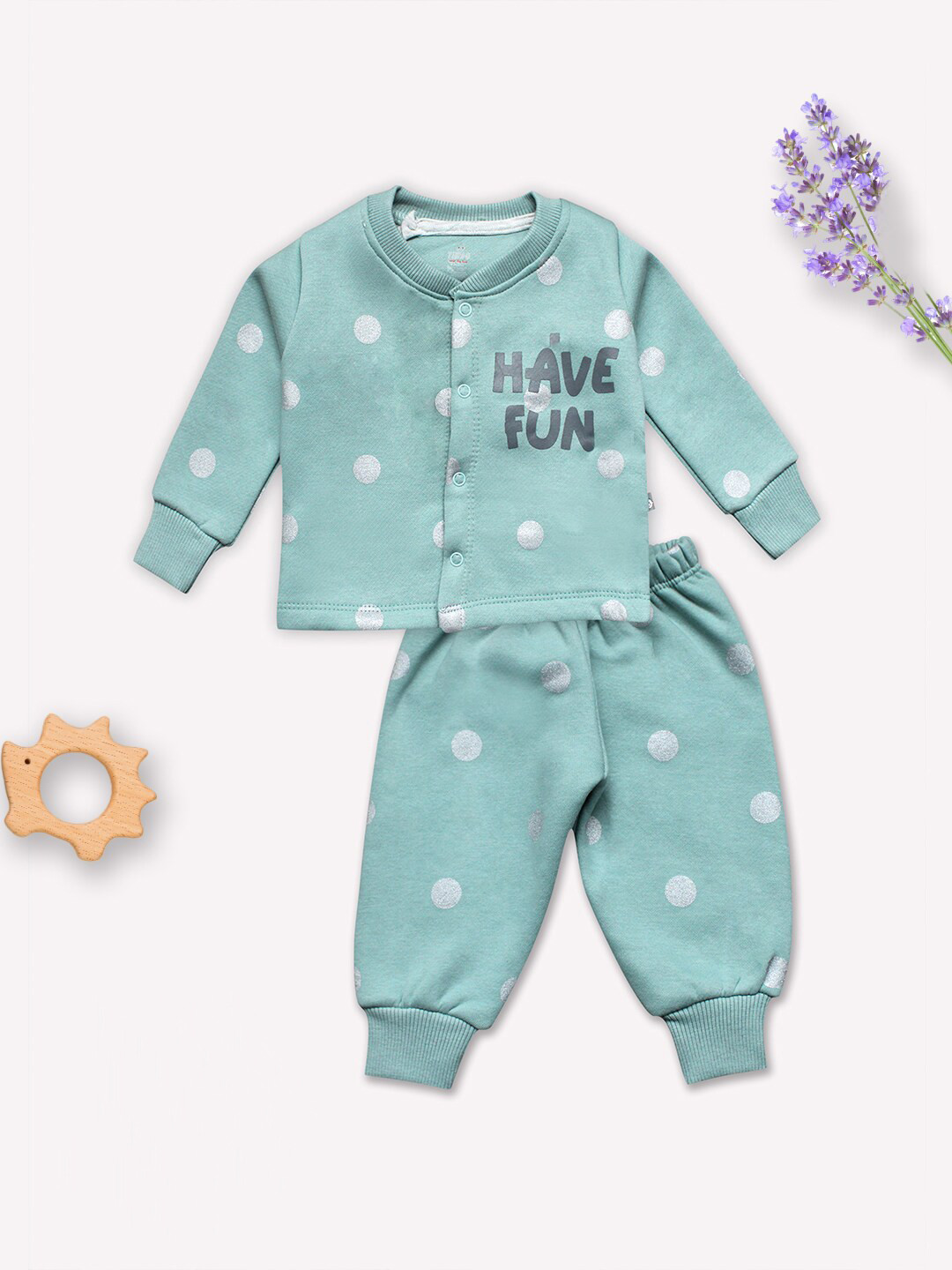 Moms Love Infants Girls Printed Front Open T-Shirt with Joggers