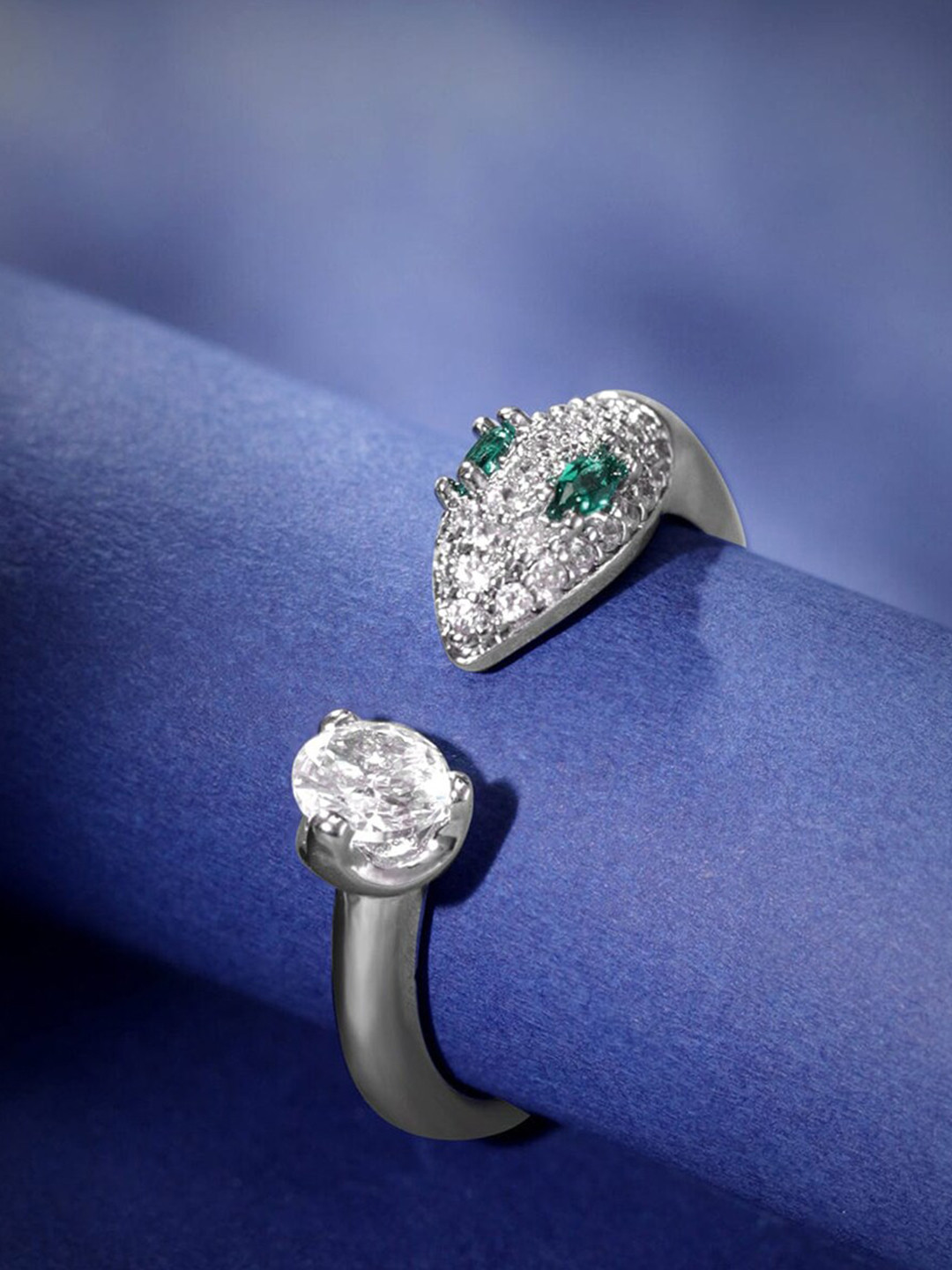 ZIVOM Silver-Plated CZ-studded Anti-Tarnish Finger Ring