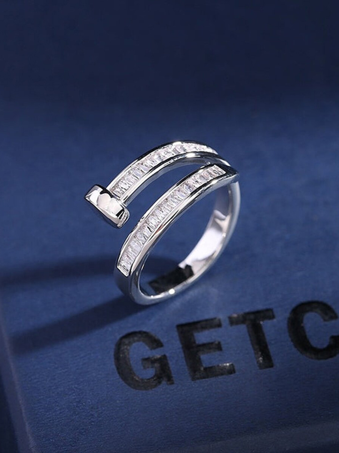 ZIVOM Silver-Plated CZ-studded Anti-Tarnish Finger Ring