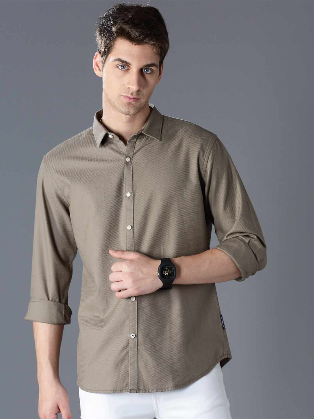 British Club Standard Slim Fit Spread Collar Casual Shirt