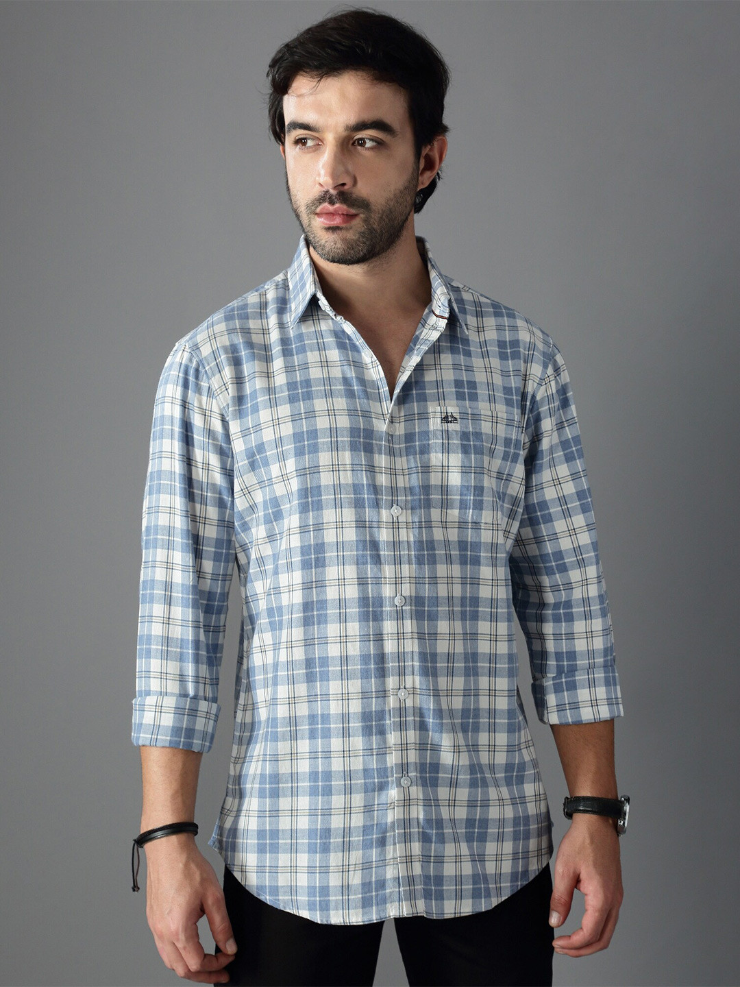 British Club Standard Slim Fit Tartan Checked Twill Cotton Casual Shirt