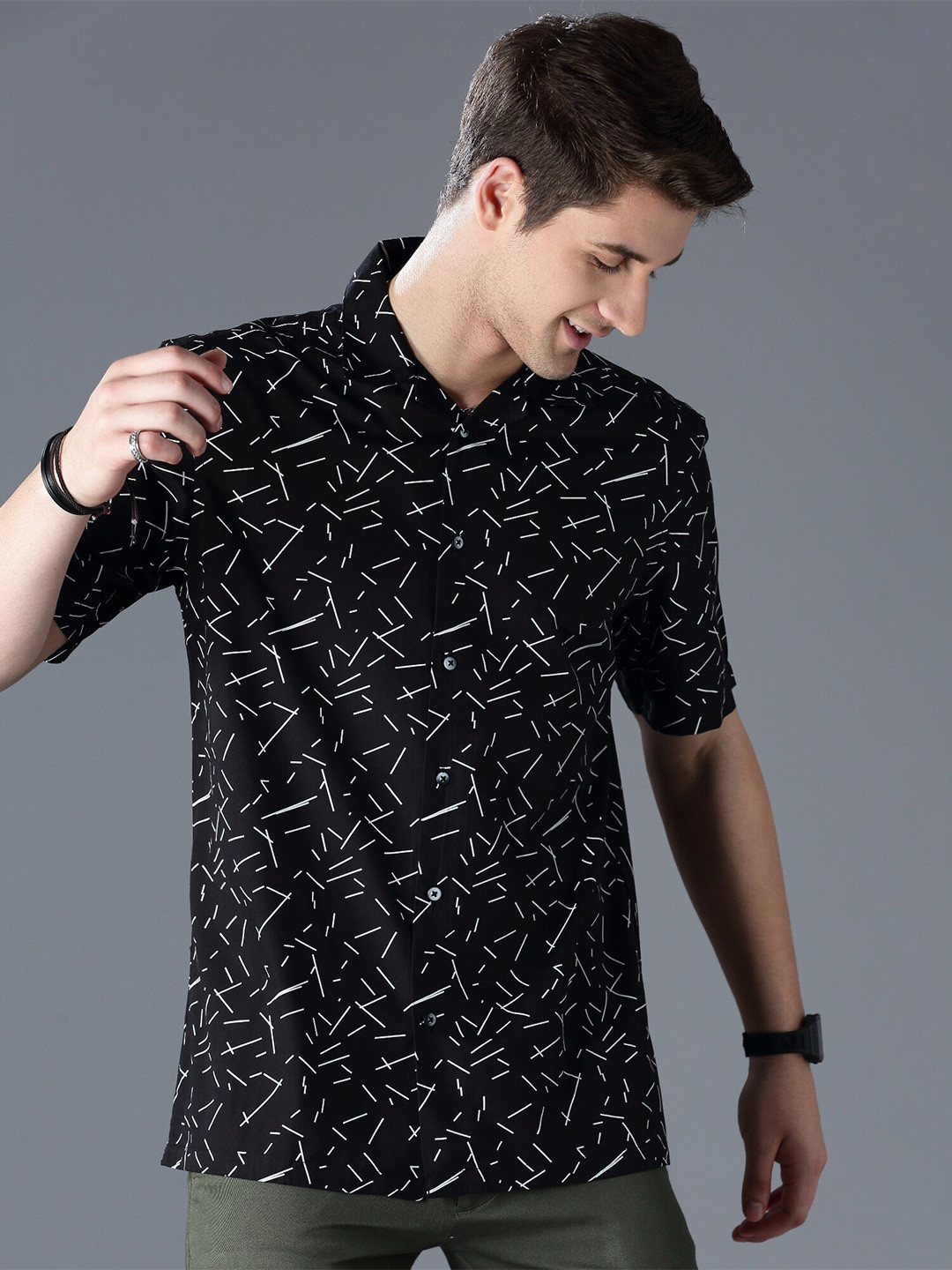 British Club Men Black Standard Casual Shirt