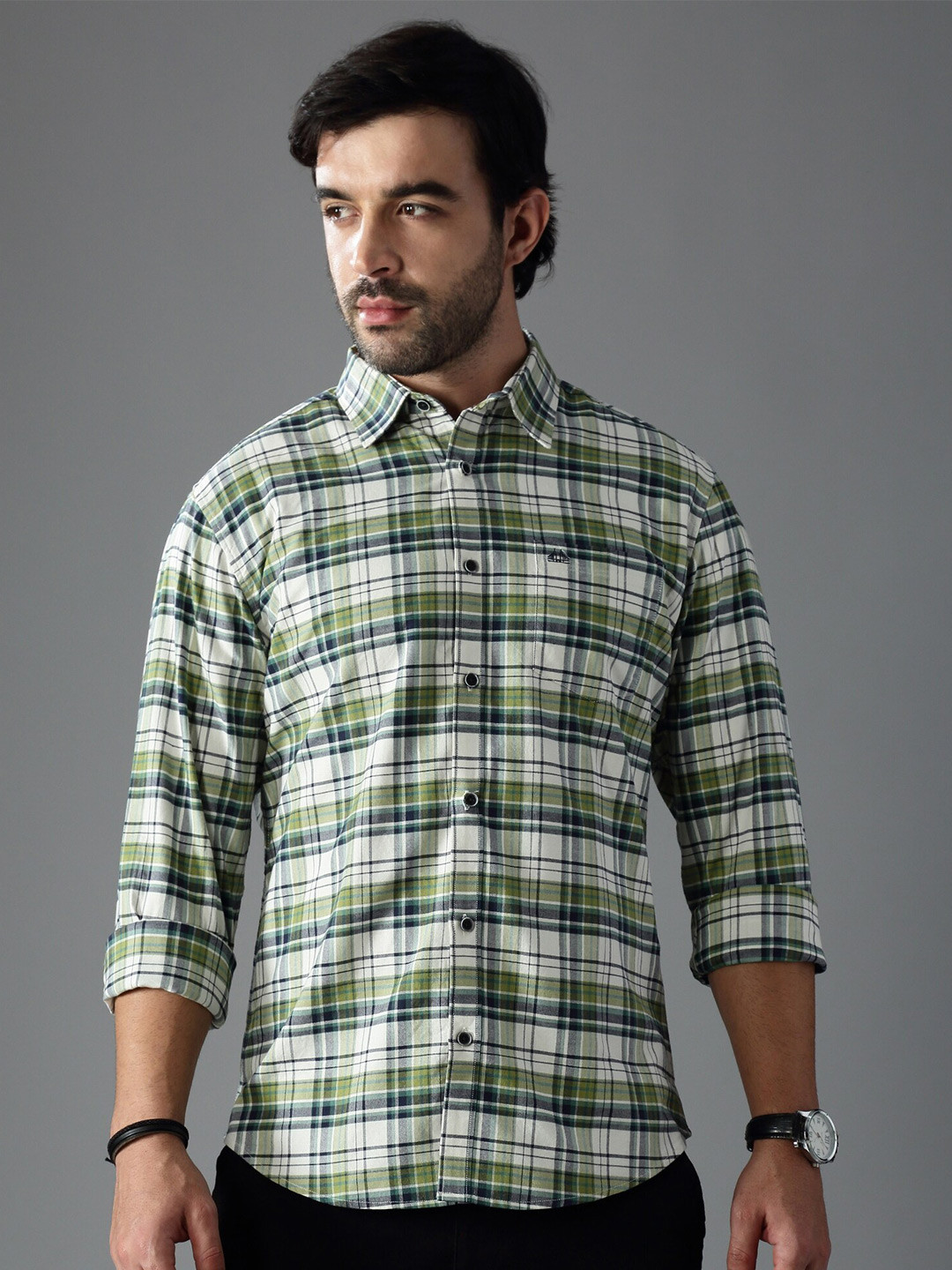 British Club Standard Slim Fit Oxford Checked Casual Shirt