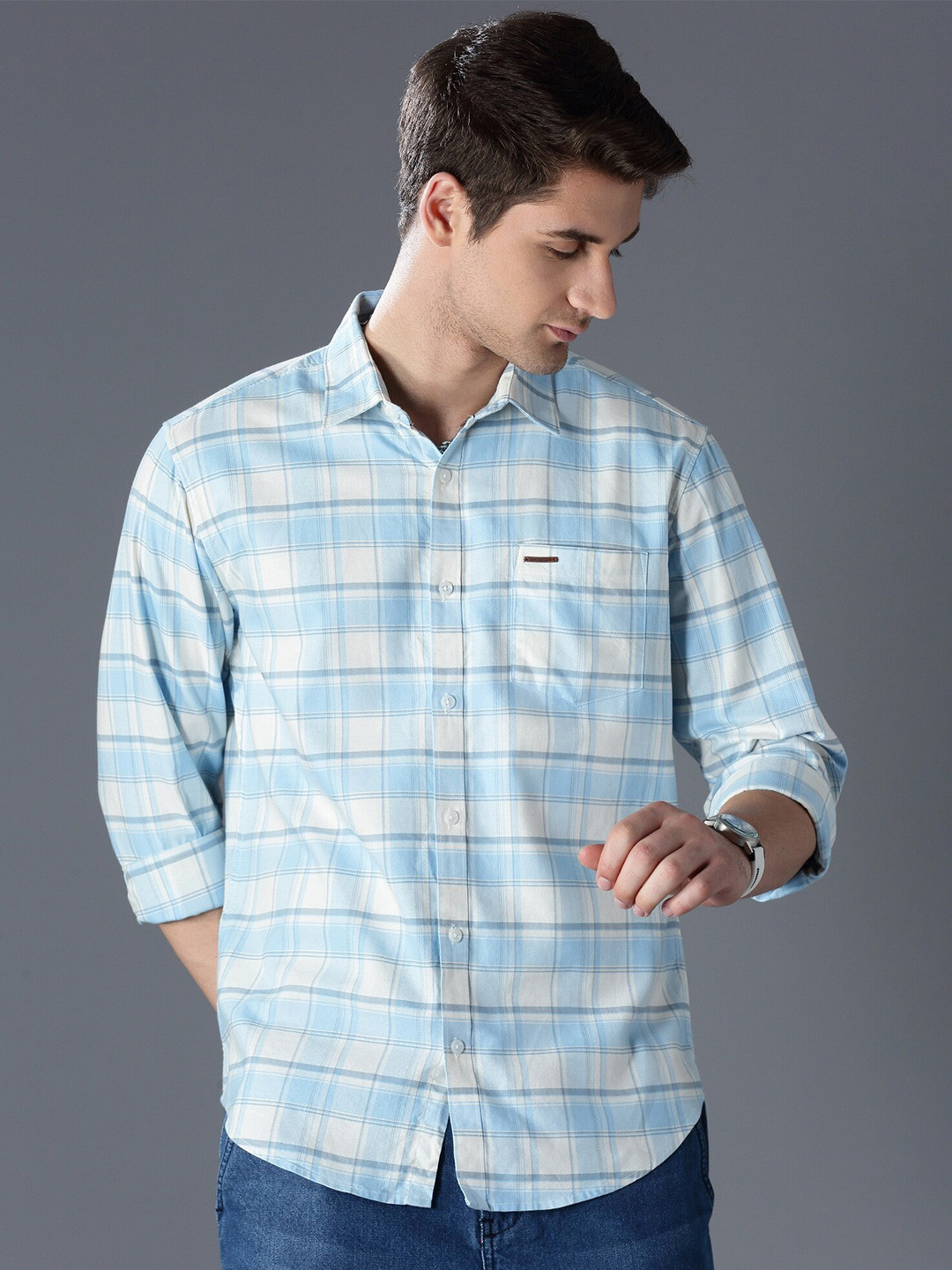 British Club Standard Slim Fit Oxford Checked Casual Shirt