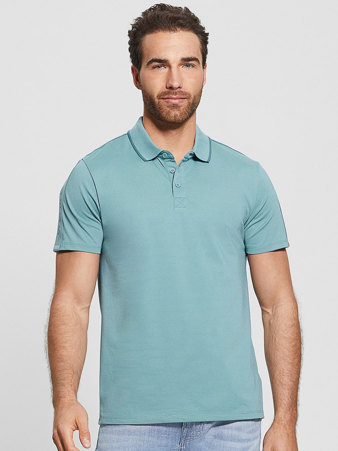GUESS Polo Collar Short Sleeves Casual T-shirt