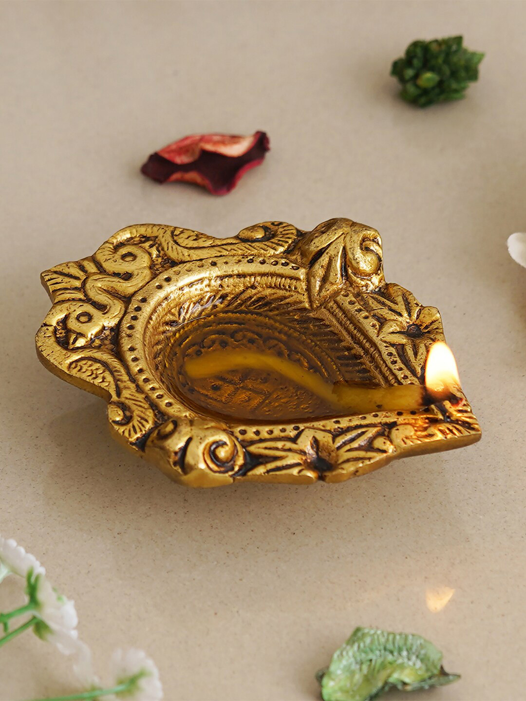 eCraftIndia Beige Traditional Decorative Diya