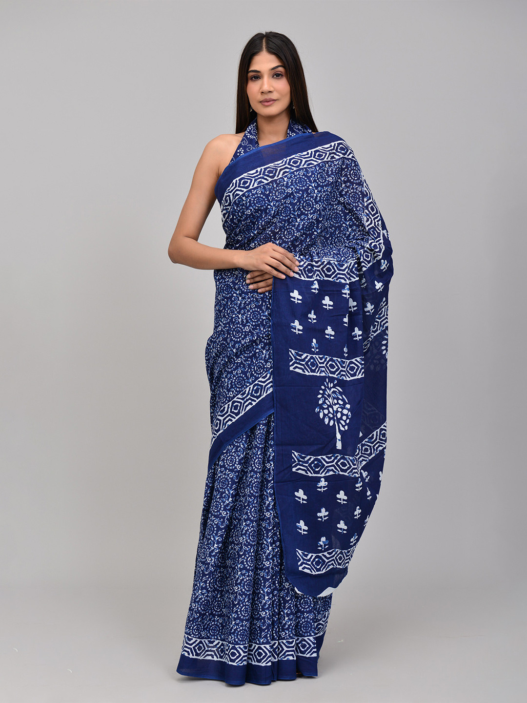 Shivanya Handicrafts Floral Pure Cotton Block Print Saree