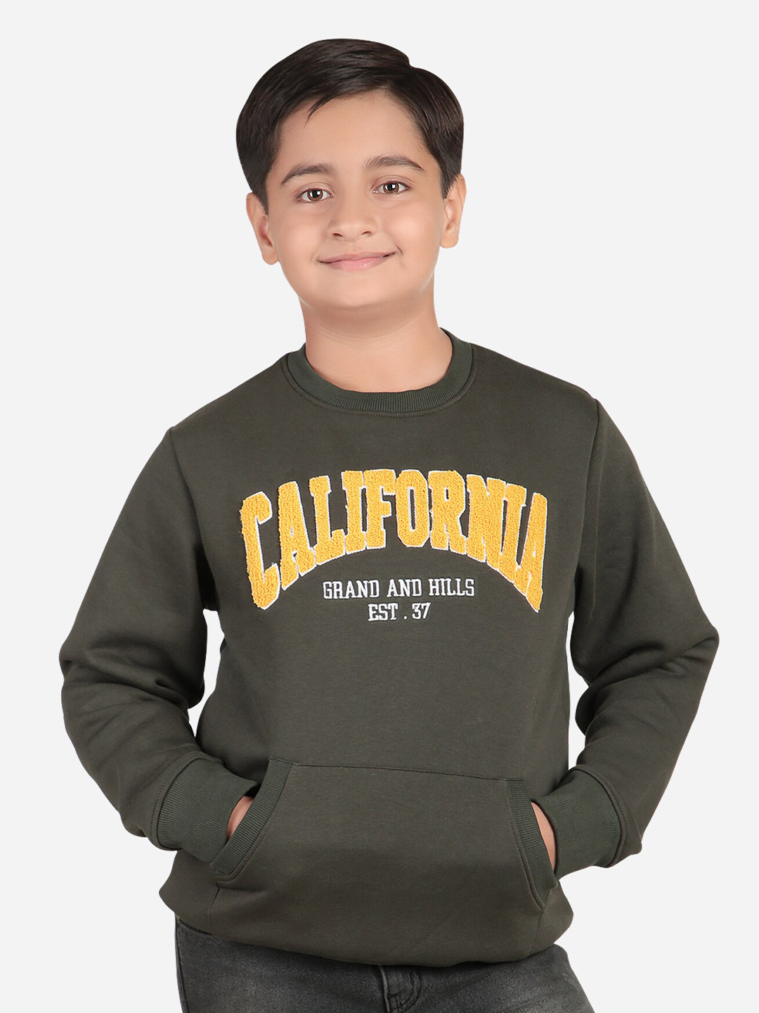 Bodycare Kids Boys Typography Printed Fleece Pullover Sweatshirt