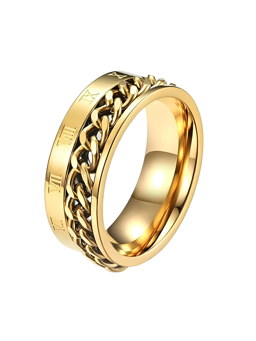 KARISHMA KREATIONS Unisex Gold-Plated Chain Design Stainless Steel Band Finger Ring