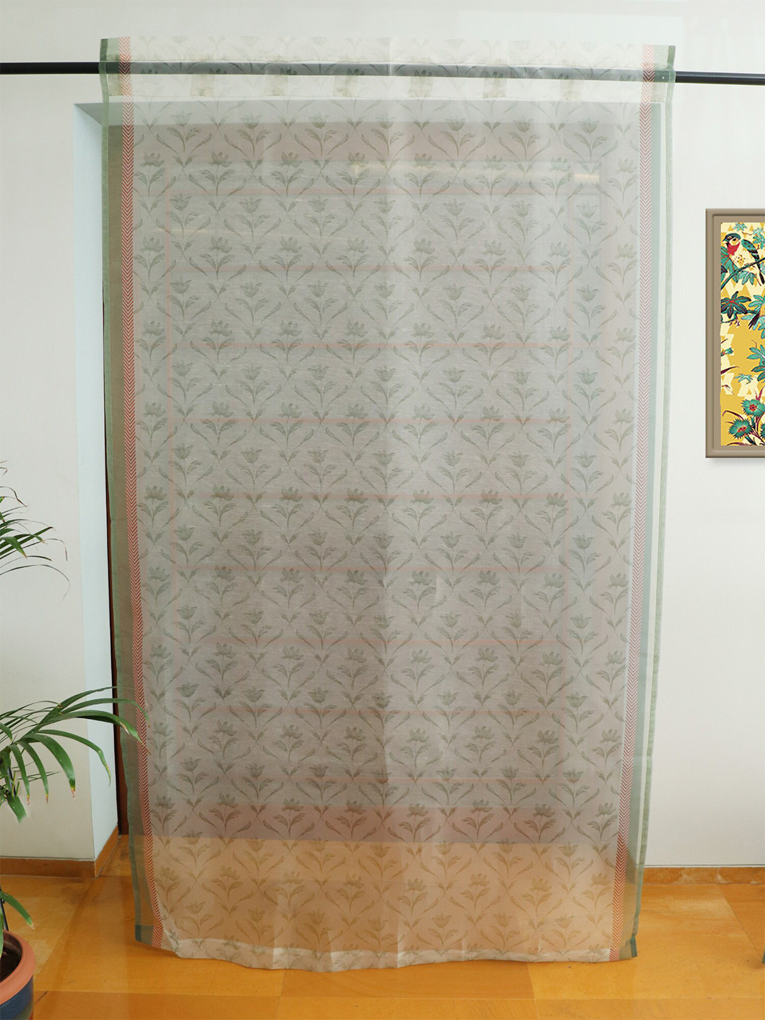 ZEBA White Sheer Door Curtain