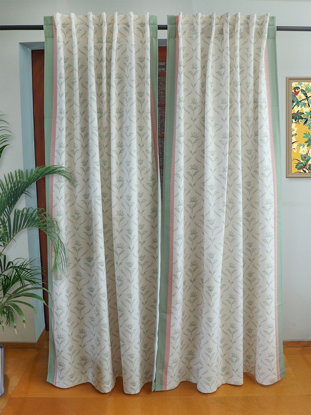 ZEBA White 2 Pieces Room Darkening Blackout Door Curtains