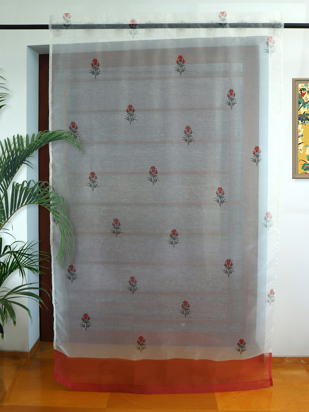 ZEBA White Sheer Door Curtain