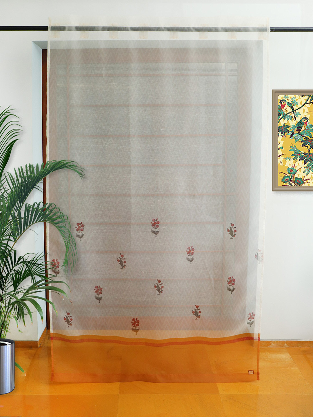 ZEBA White Sheer Door Curtain