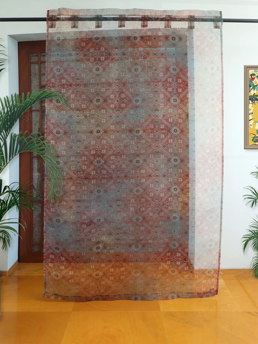 ZEBA Red Sheer Door Curtain