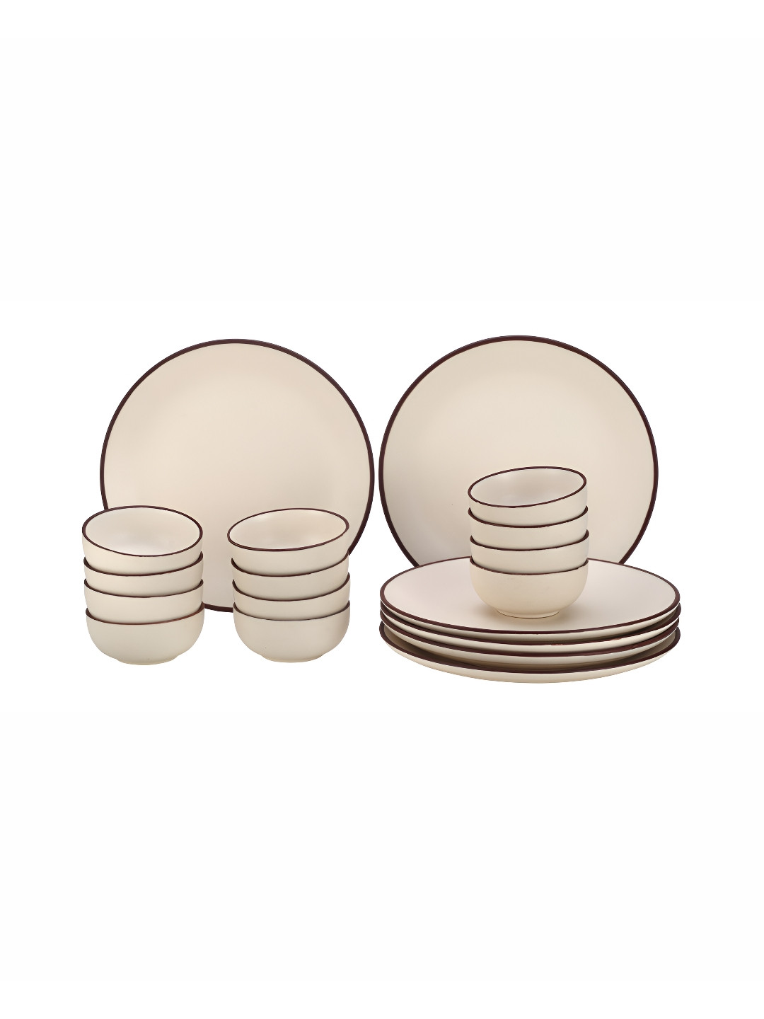 BODHI HOUSE Off White Solid Stoneware Dishwasher and Microwave Safe 18 Piece Dinner Set