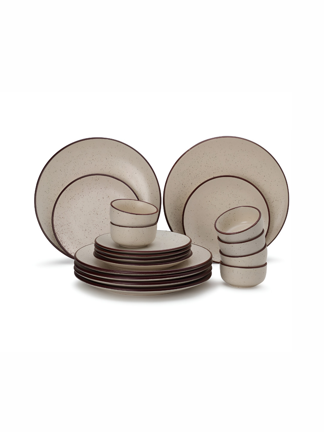 BODHI HOUSE Beige Marble Stoneware Dishwasher and Microwave Safe 18 Piece Dinner Set