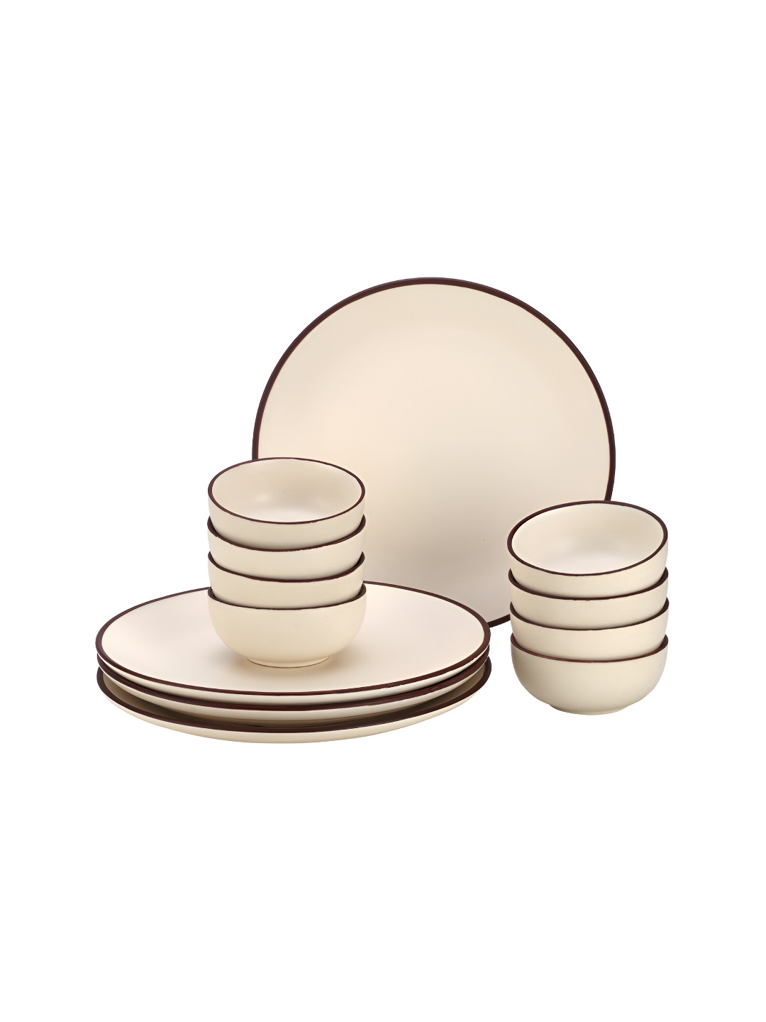 BODHI HOUSE Off White Solid Stoneware Microwave Safe 12 Piece Dinner Set