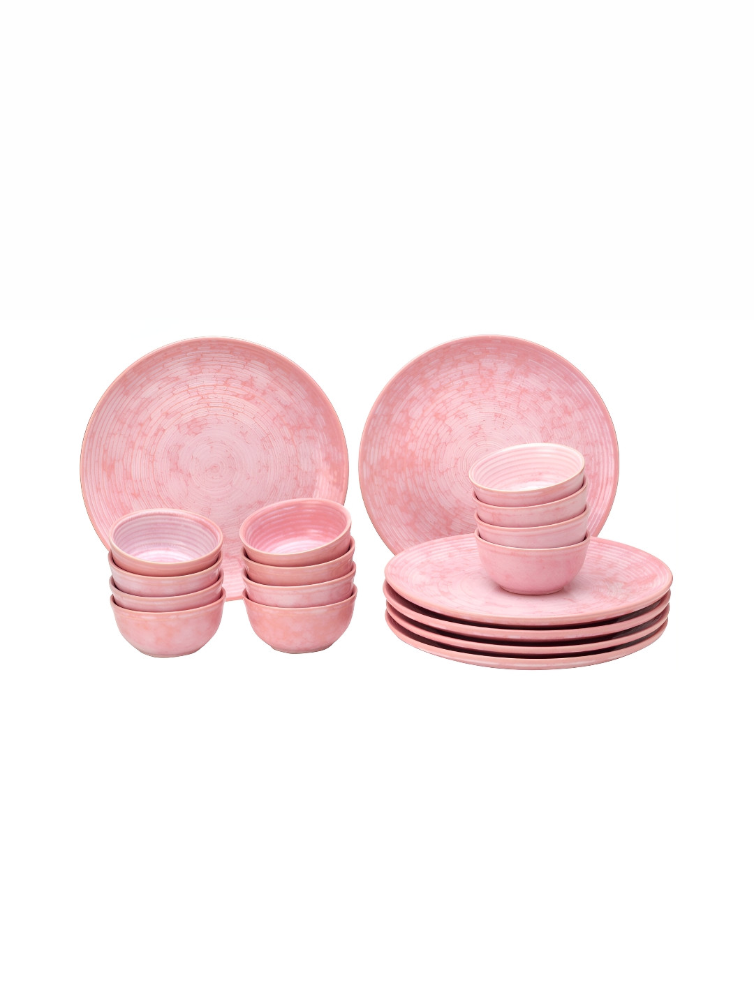 BODHI HOUSE Pink Geometric Stoneware Microwave Safe 18 Piece Dinner Set