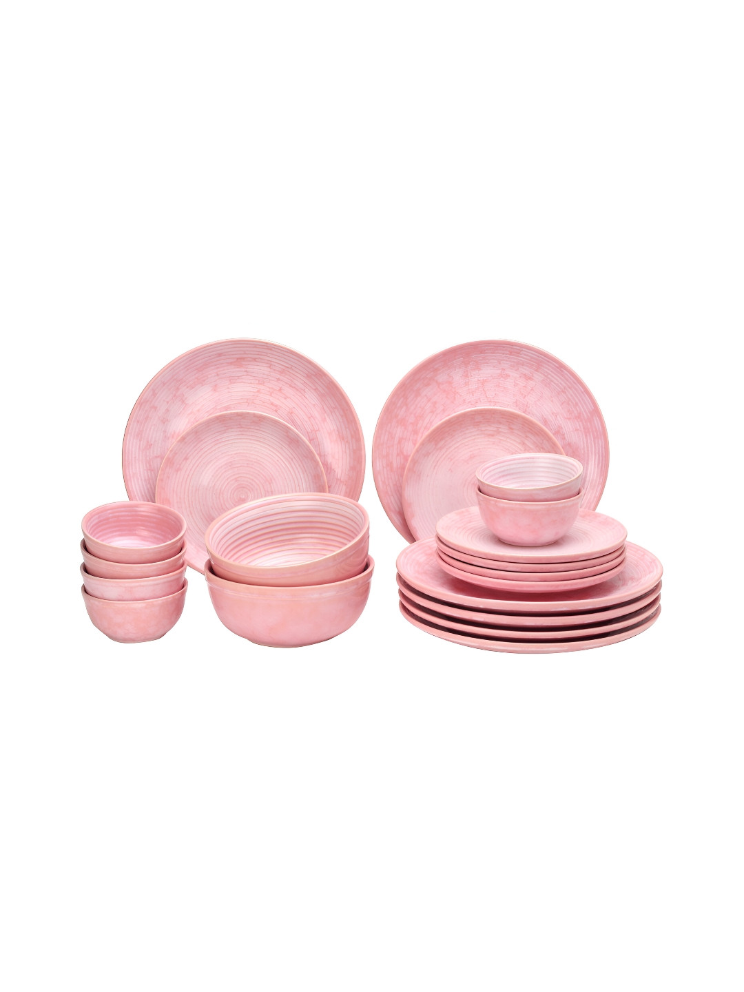 BODHI HOUSE Pink & 20 Pieces Handcrafted and Hand Painted Stoneware Glossy Dinner Set