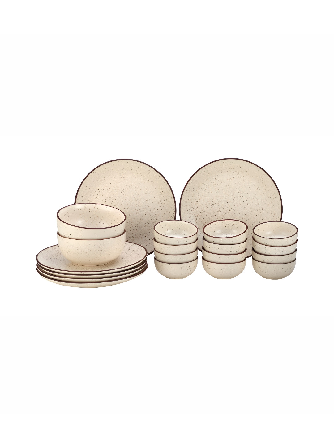 BODHI HOUSE Beige Solid Stoneware Microwave Safe 20 Piece Dinner Set