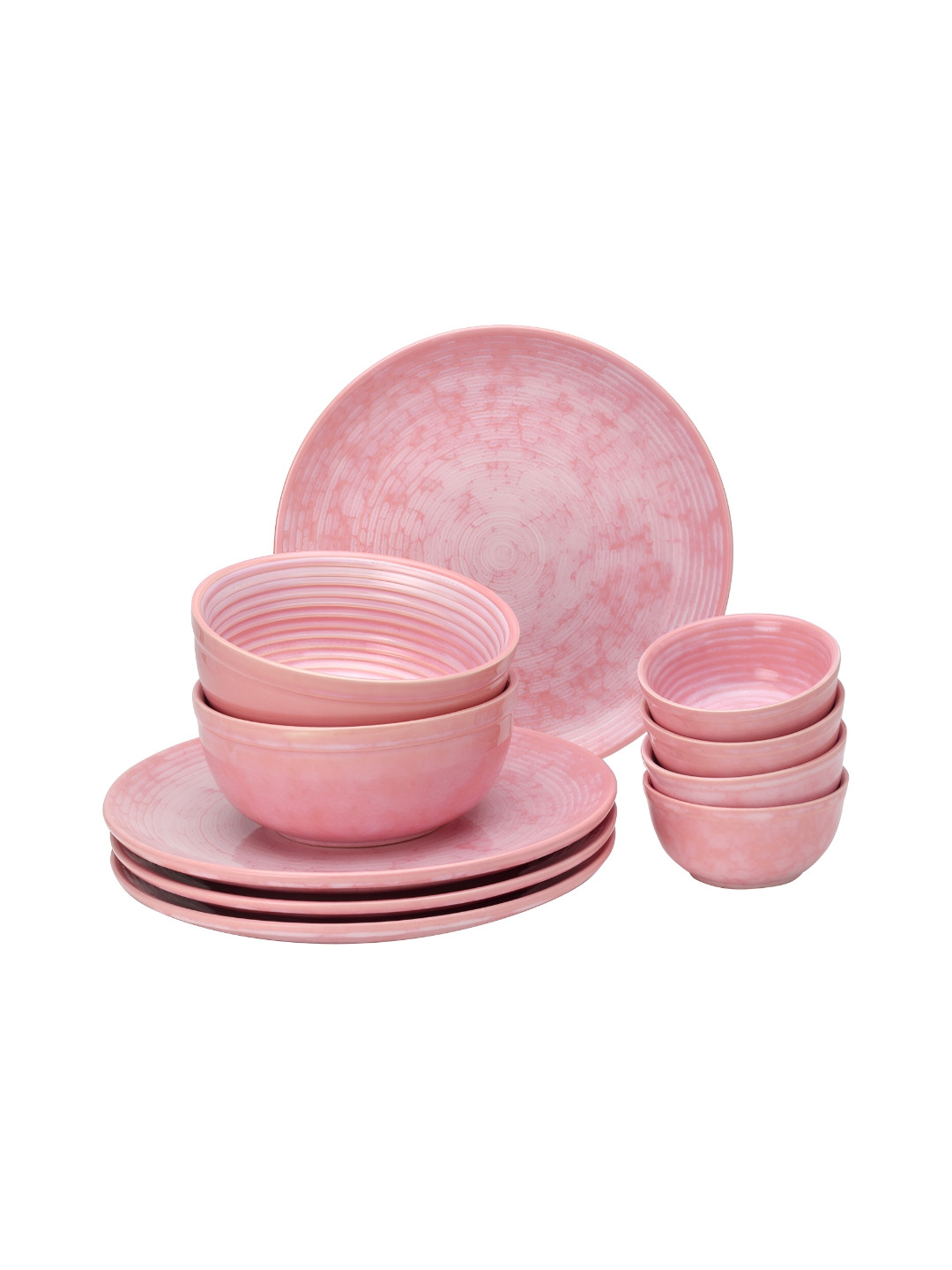 BODHI HOUSE Pink 10 Pieces Stoneware Glossy Dinner Set