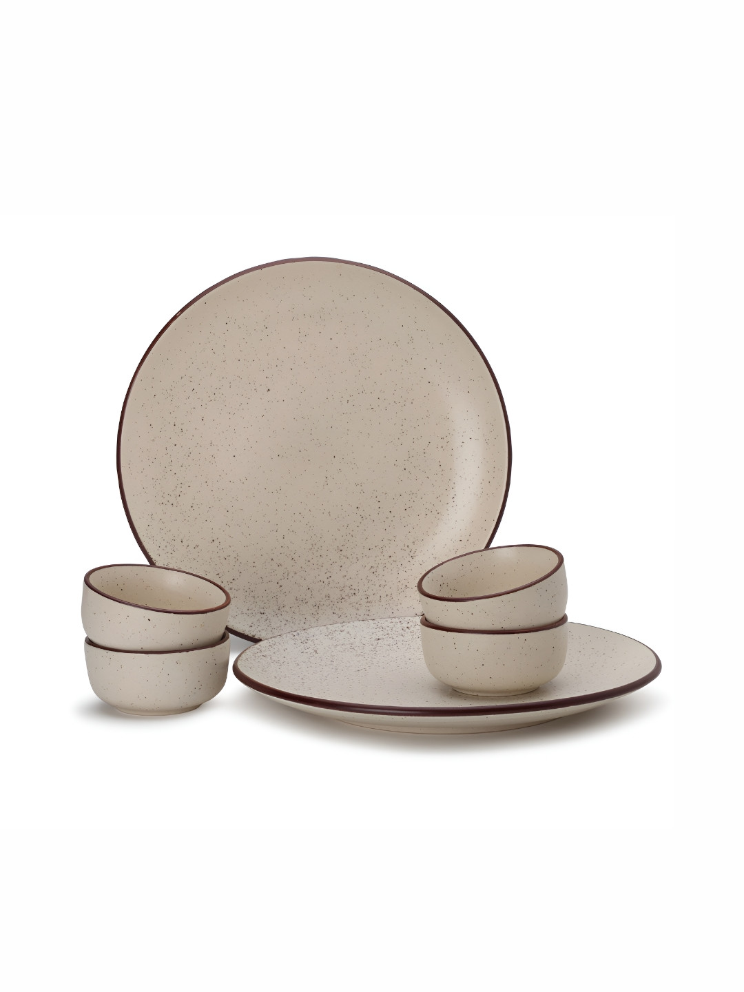 BODHI HOUSE Beige Solid Stoneware Microwave Safe 6 Piece Dinner Set